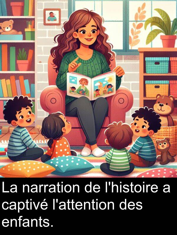 captivé: La narration de l'histoire a captivé l'attention des enfants.