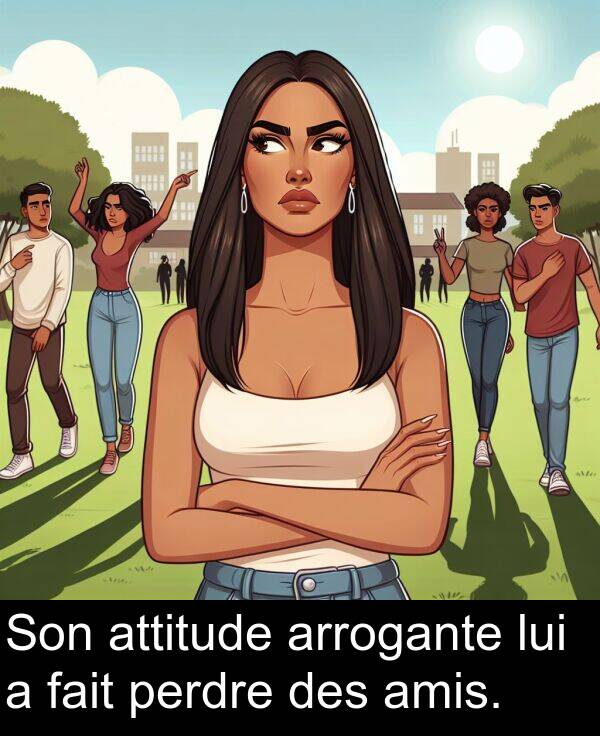 fait: Son attitude arrogante lui a fait perdre des amis.