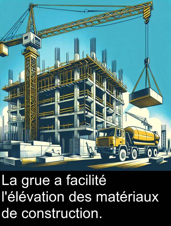 matériaux: La grue a facilité l'élévation des matériaux de construction.