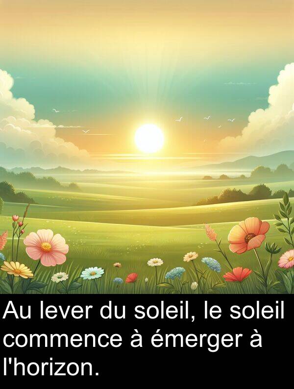 soleil: Au lever du soleil, le soleil commence à émerger à l'horizon.