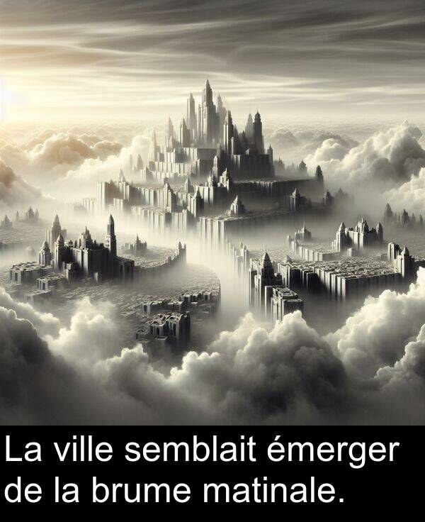 ville: La ville semblait émerger de la brume matinale.