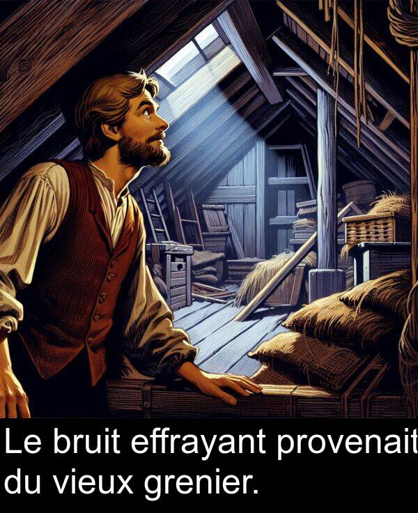 vieux: Le bruit effrayant provenait du vieux grenier.