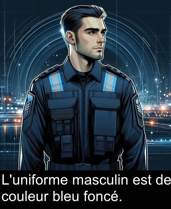 masculin: L'uniforme masculin est de couleur bleu foncé.