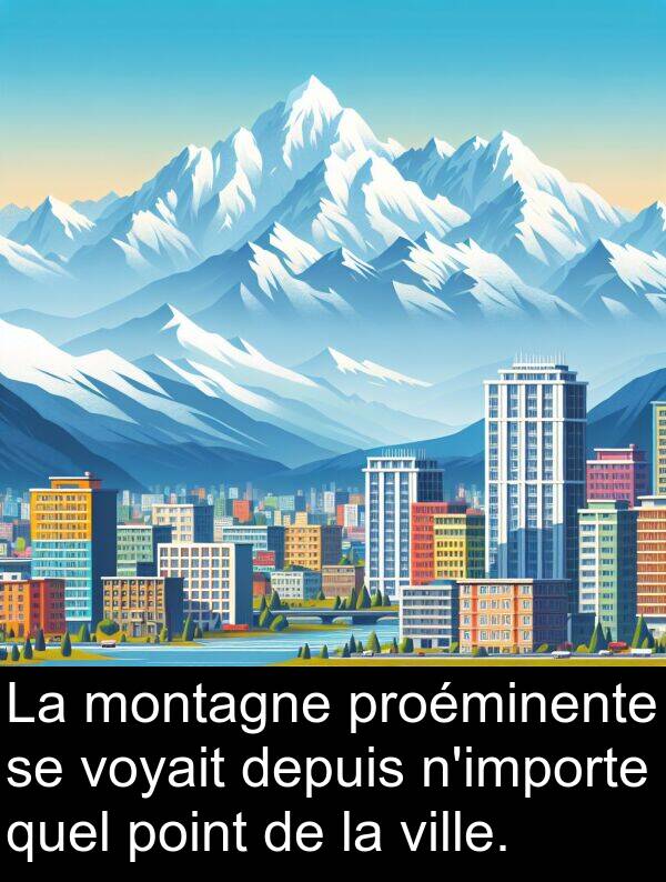 quel: La montagne proéminente se voyait depuis n'importe quel point de la ville.