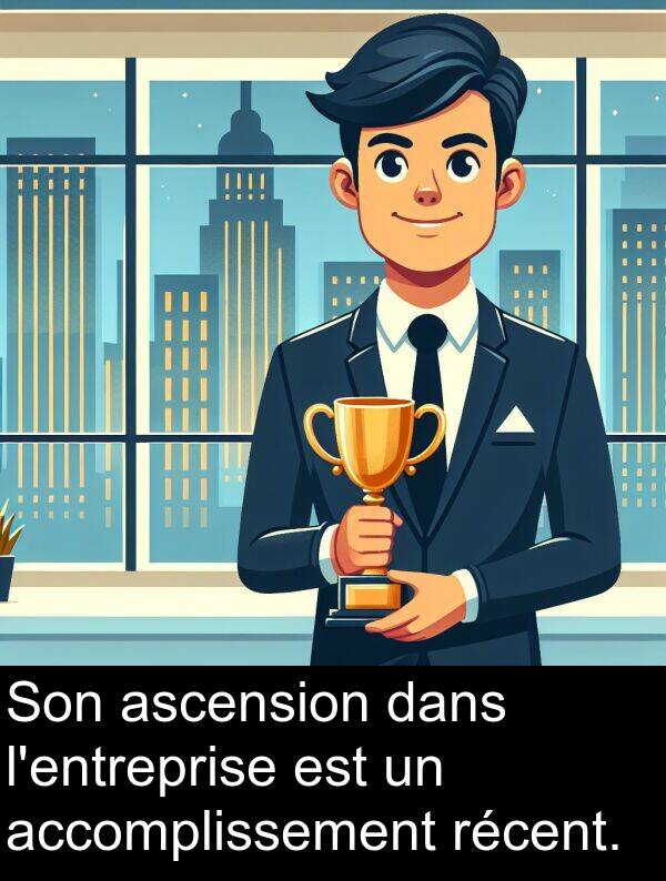 accomplissement: Son ascension dans l'entreprise est un accomplissement récent.