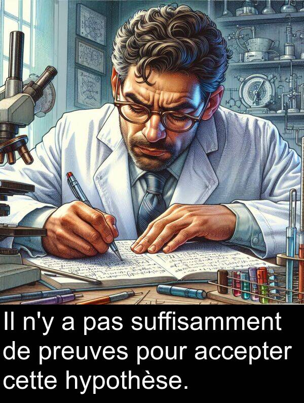 accepter: Il n'y a pas suffisamment de preuves pour accepter cette hypothèse.