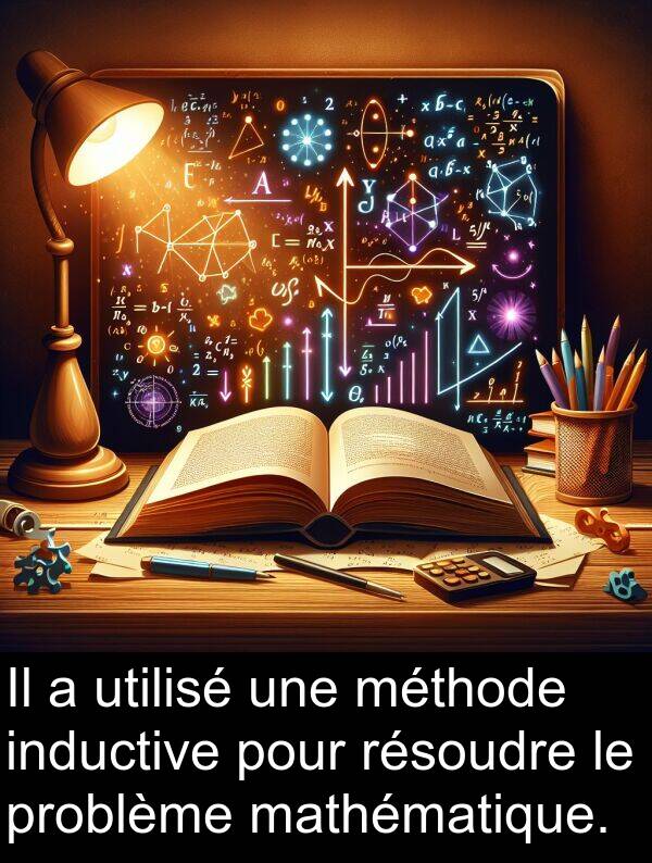 utilisé: Il a utilisé une méthode inductive pour résoudre le problème mathématique.