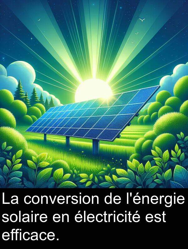 solaire: La conversion de l'énergie solaire en électricité est efficace.