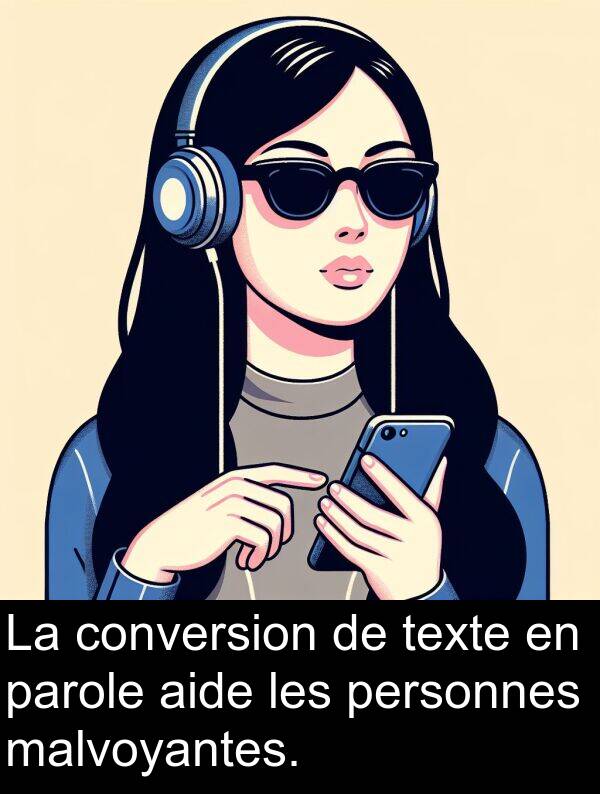 parole: La conversion de texte en parole aide les personnes malvoyantes.