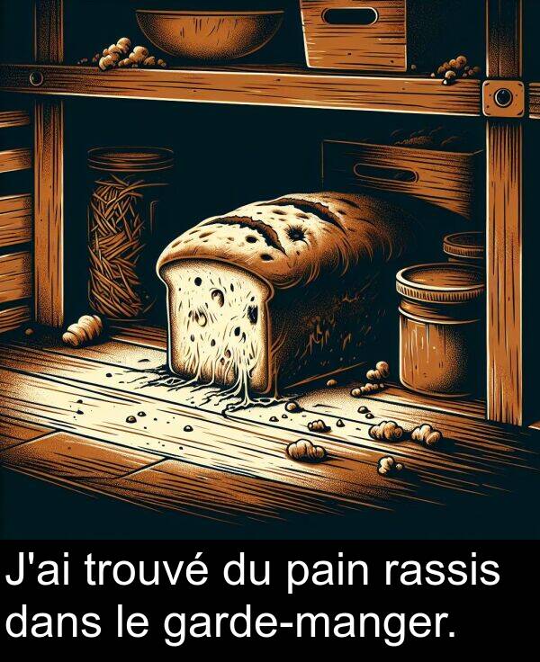 pain: J'ai trouvé du pain rassis dans le garde-manger.