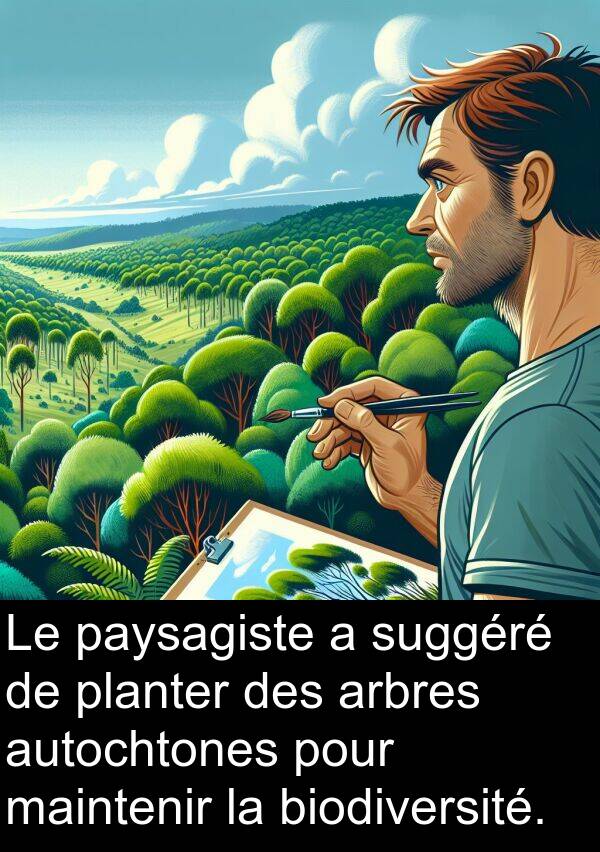 maintenir: Le paysagiste a suggéré de planter des arbres autochtones pour maintenir la biodiversité.