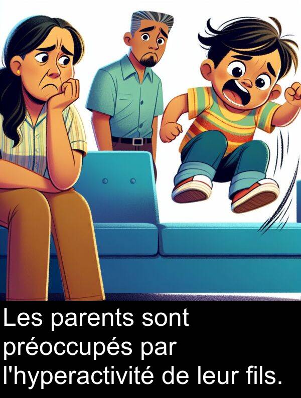 fils: Les parents sont préoccupés par l'hyperactivité de leur fils.