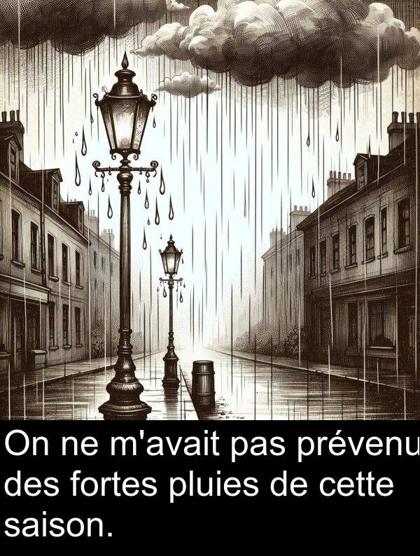 saison: On ne m'avait pas prévenu des fortes pluies de cette saison.