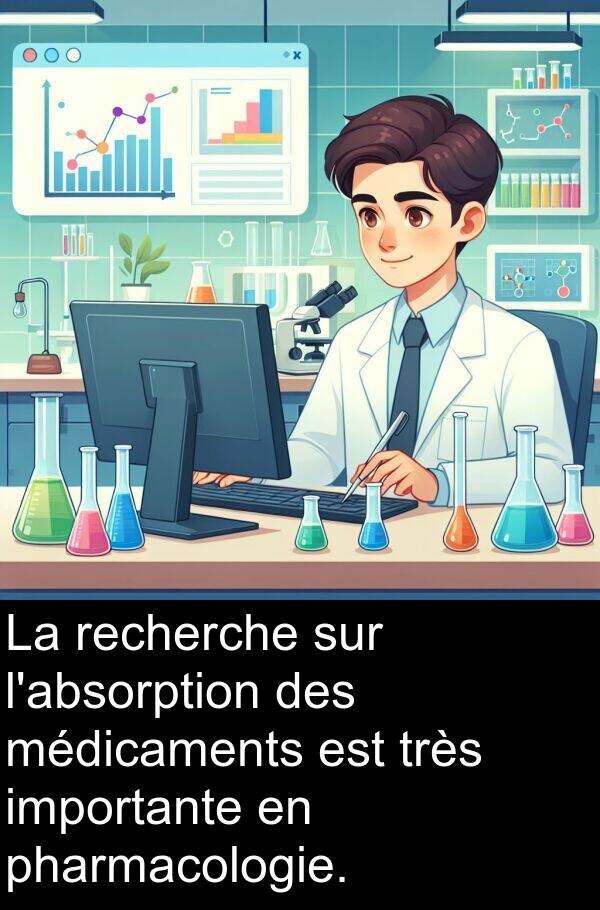 importante: La recherche sur l'absorption des médicaments est très importante en pharmacologie.