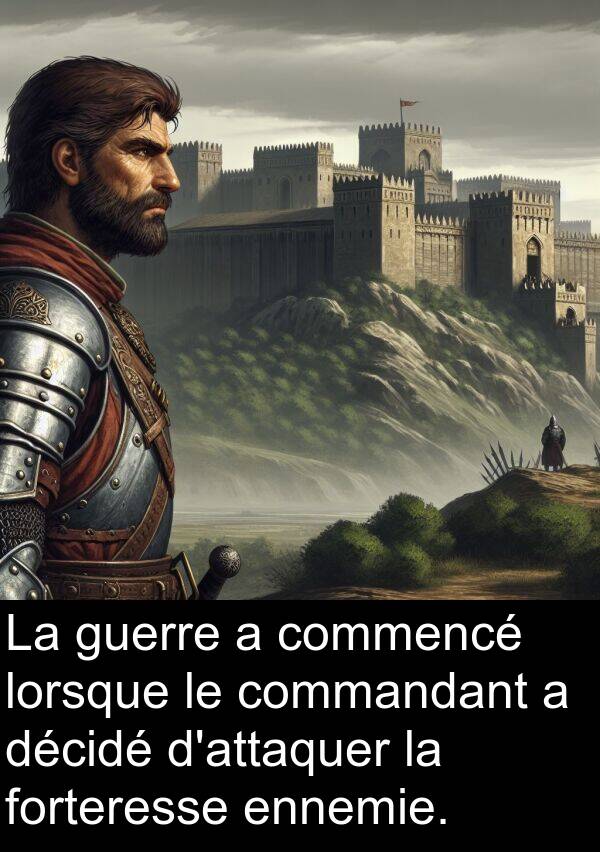 forteresse: La guerre a commencé lorsque le commandant a décidé d'attaquer la forteresse ennemie.