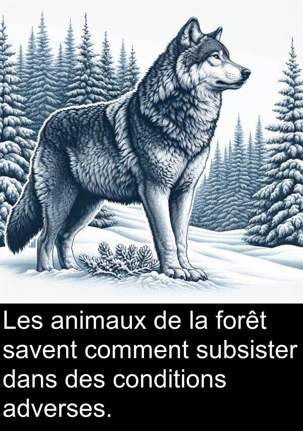 forêt: Les animaux de la forêt savent comment subsister dans des conditions adverses.