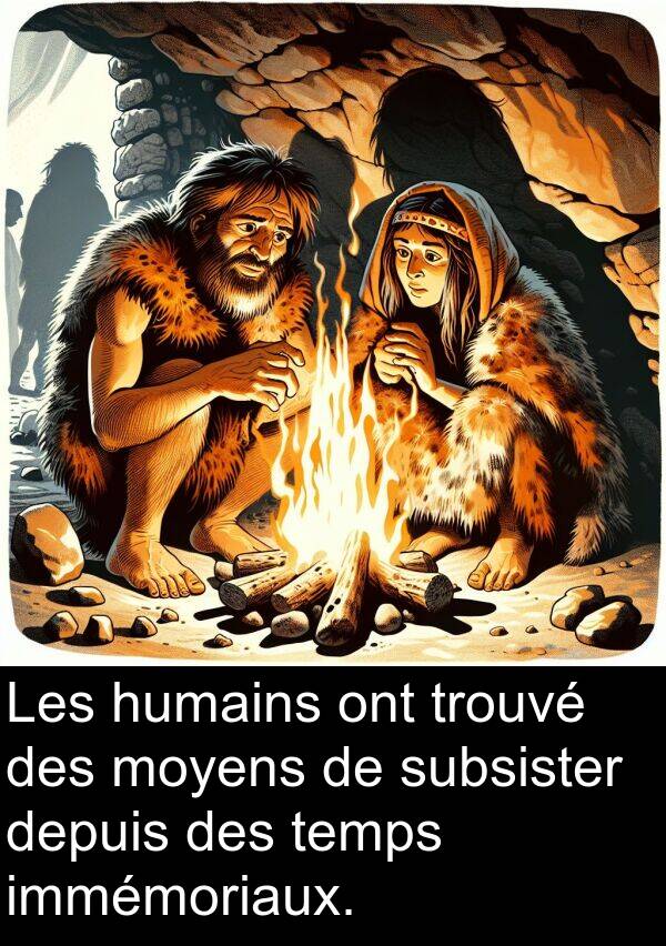 trouvé: Les humains ont trouvé des moyens de subsister depuis des temps immémoriaux.