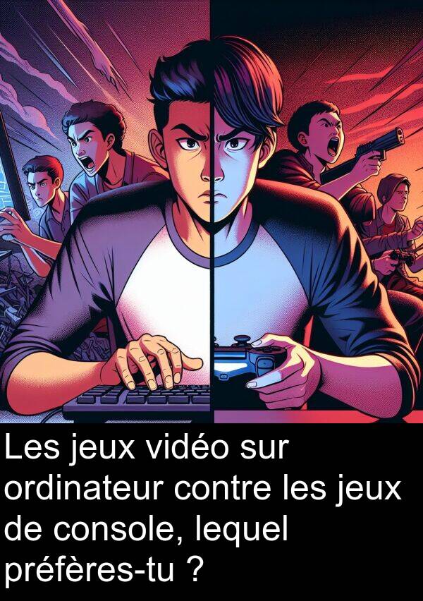 lequel: Les jeux vidéo sur ordinateur contre les jeux de console, lequel préfères-tu ?