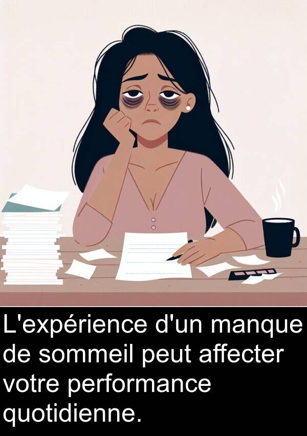 quotidienne: L'expérience d'un manque de sommeil peut affecter votre performance quotidienne.