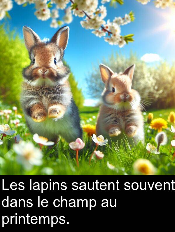 lapins: Les lapins sautent souvent dans le champ au printemps.