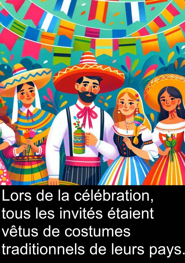 invités: Lors de la célébration, tous les invités étaient vêtus de costumes traditionnels de leurs pays.