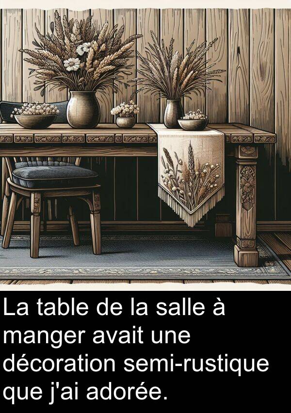 salle: La table de la salle à manger avait une décoration semi-rustique que j'ai adorée.