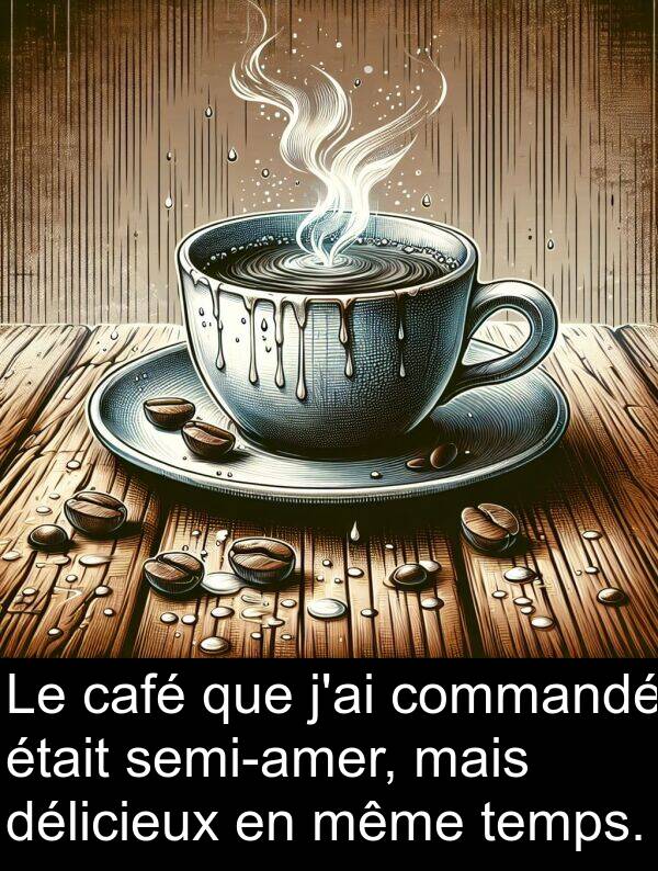 mais: Le café que j'ai commandé était semi-amer, mais délicieux en même temps.