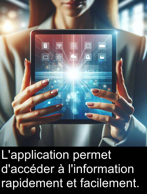 facilement: L'application permet d'accéder à l'information rapidement et facilement.