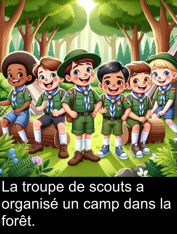 scouts: La troupe de scouts a organisé un camp dans la forêt.