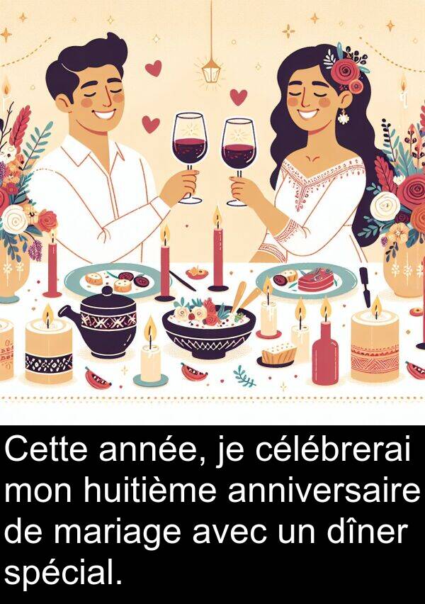 mariage: Cette année, je célébrerai mon huitième anniversaire de mariage avec un dîner spécial.