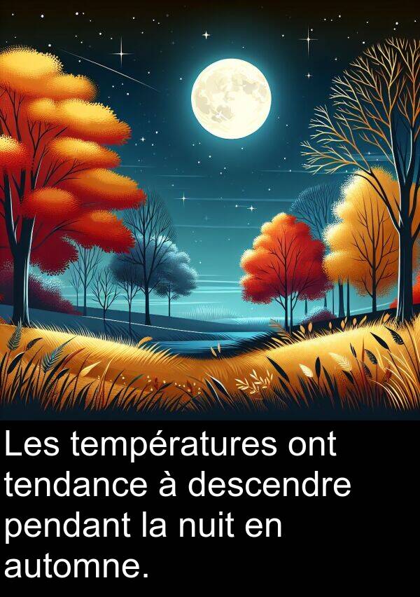 tendance: Les températures ont tendance à descendre pendant la nuit en automne.