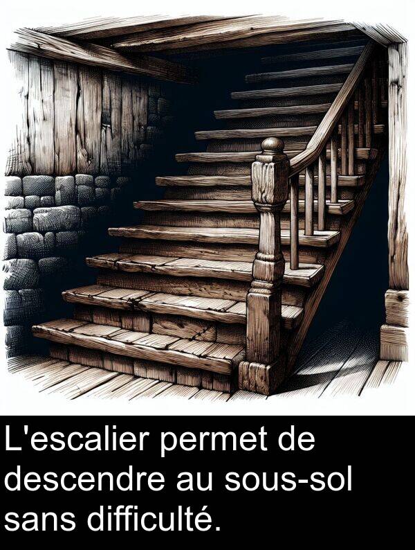 sans: L'escalier permet de descendre au sous-sol sans difficulté.