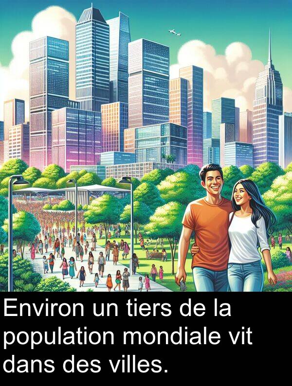 tiers: Environ un tiers de la population mondiale vit dans des villes.