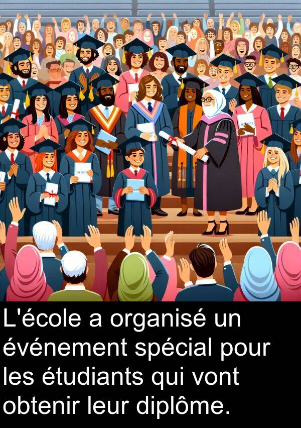 leur: L'école a organisé un événement spécial pour les étudiants qui vont obtenir leur diplôme.