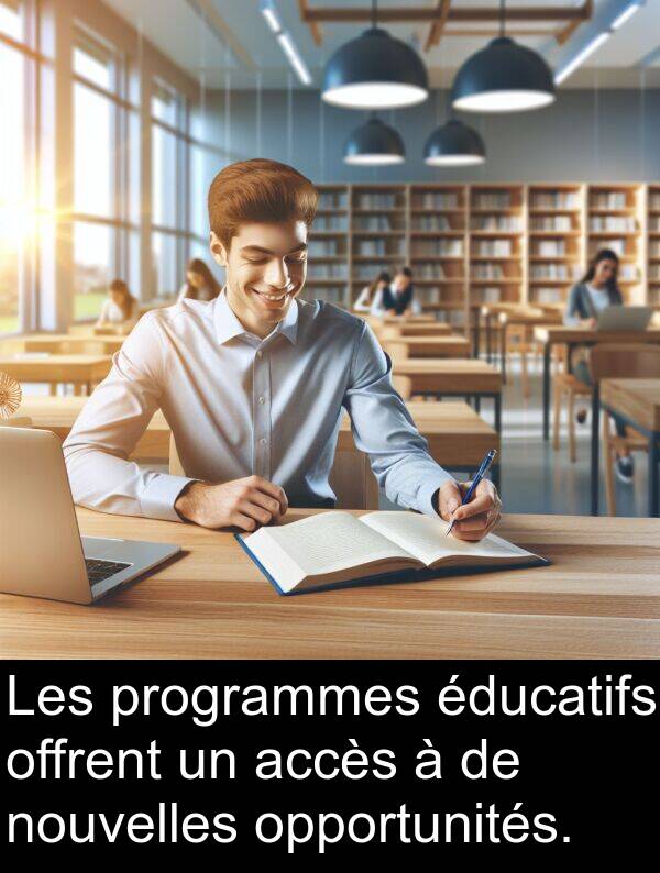 accès: Les programmes éducatifs offrent un accès à de nouvelles opportunités.