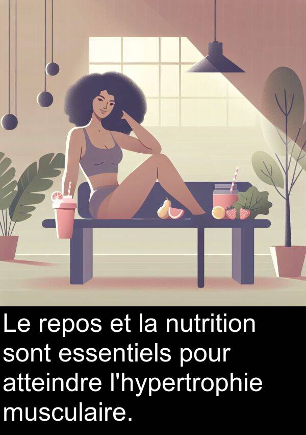 atteindre: Le repos et la nutrition sont essentiels pour atteindre l'hypertrophie musculaire.