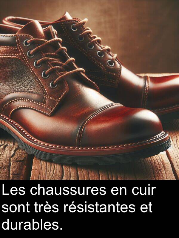 sont: Les chaussures en cuir sont très résistantes et durables.