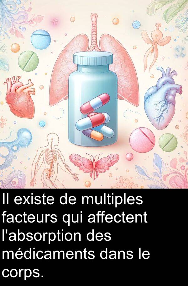 facteurs: Il existe de multiples facteurs qui affectent l'absorption des médicaments dans le corps.