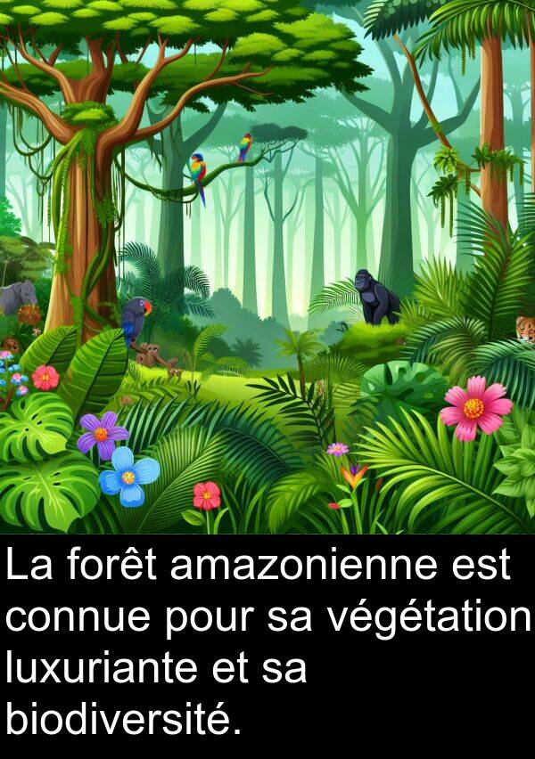 biodiversité: La forêt amazonienne est connue pour sa végétation luxuriante et sa biodiversité.