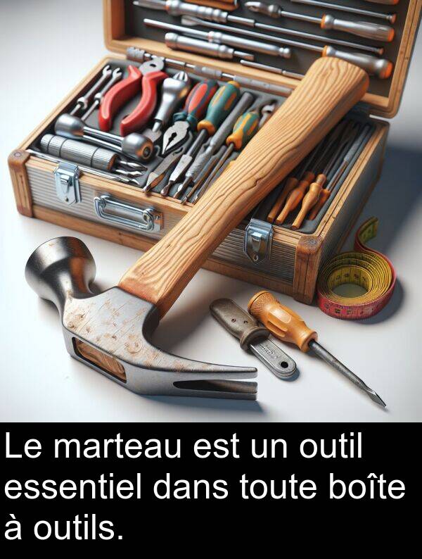 marteau: Le marteau est un outil essentiel dans toute boîte à outils.