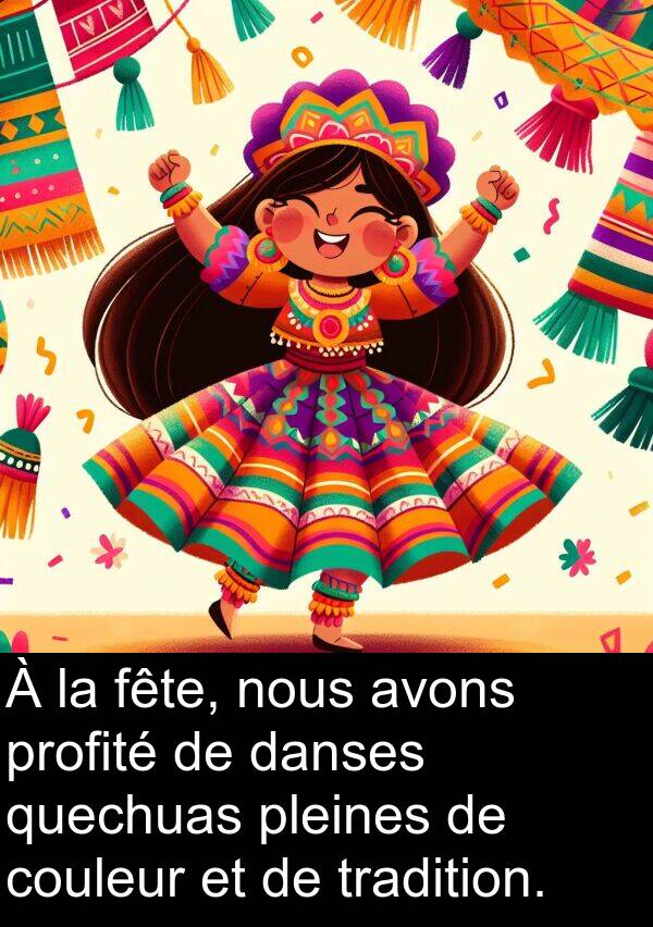 fête: À la fête, nous avons profité de danses quechuas pleines de couleur et de tradition.