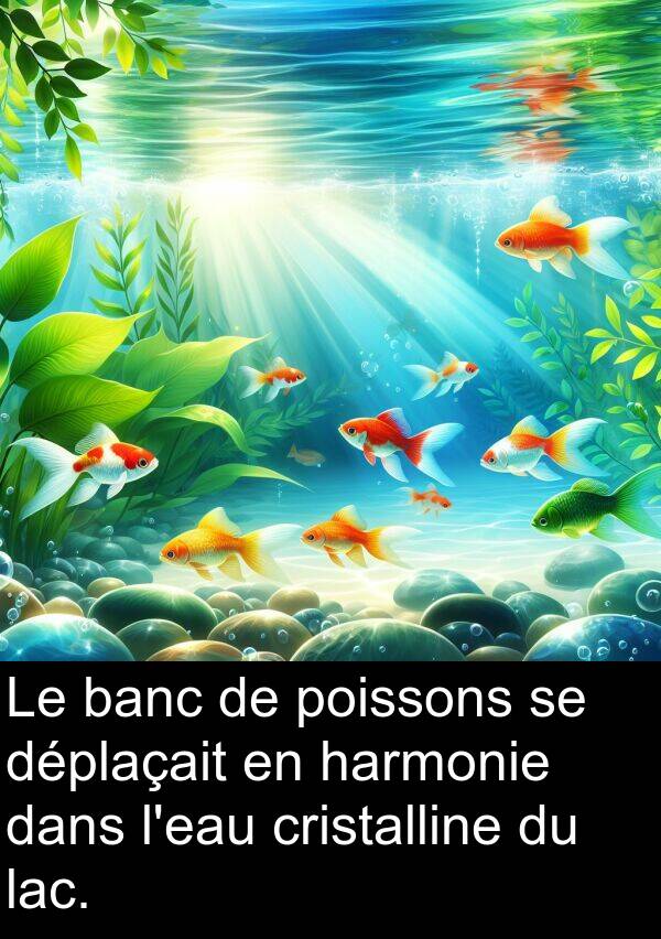 harmonie: Le banc de poissons se déplaçait en harmonie dans l'eau cristalline du lac.