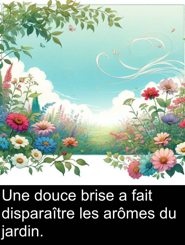 fait: Une douce brise a fait disparaître les arômes du jardin.