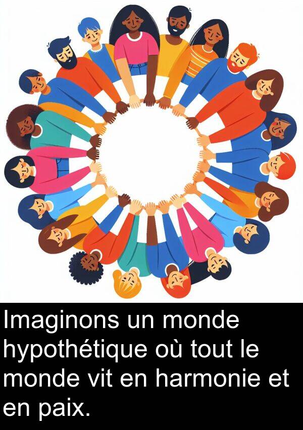 harmonie: Imaginons un monde hypothétique où tout le monde vit en harmonie et en paix.