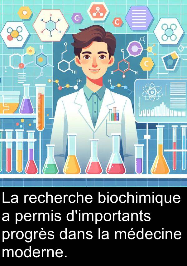 permis: La recherche biochimique a permis d'importants progrès dans la médecine moderne.