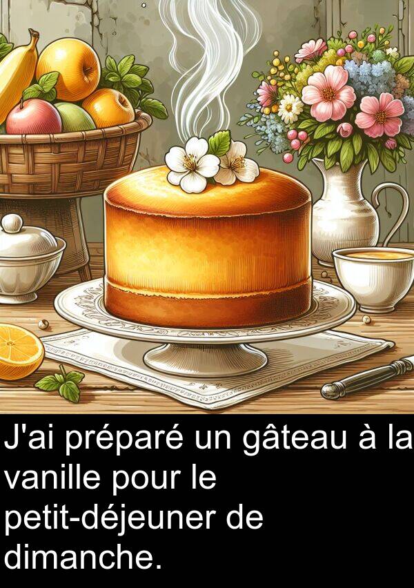 vanille: J'ai préparé un gâteau à la vanille pour le petit-déjeuner de dimanche.