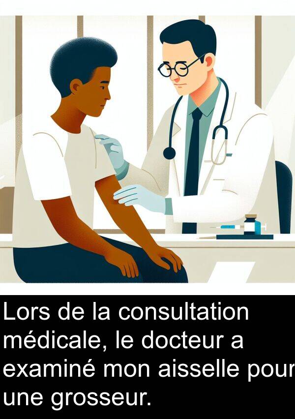 grosseur: Lors de la consultation médicale, le docteur a examiné mon aisselle pour une grosseur.