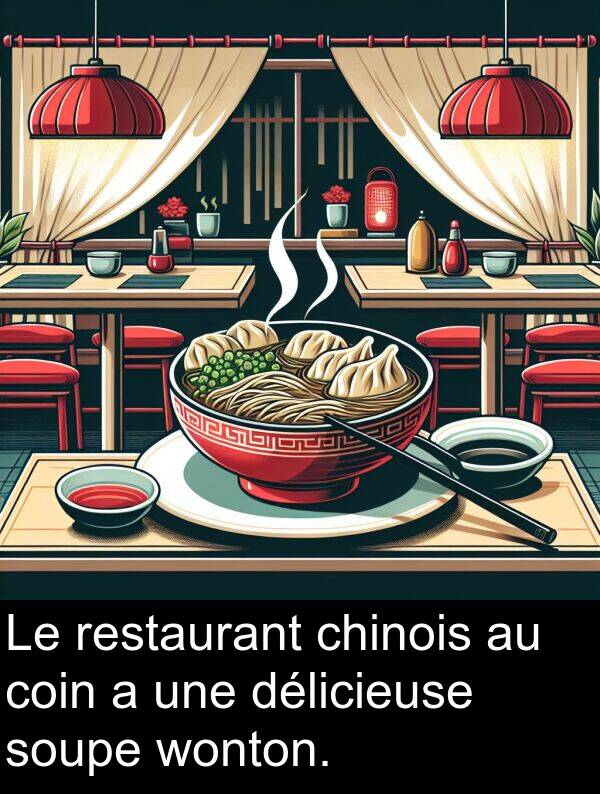 restaurant: Le restaurant chinois au coin a une délicieuse soupe wonton.