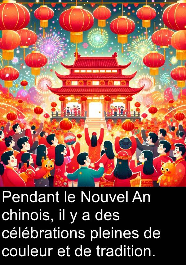 pleines: Pendant le Nouvel An chinois, il y a des célébrations pleines de couleur et de tradition.