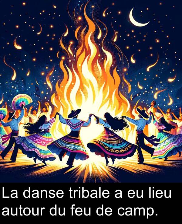 feu: La danse tribale a eu lieu autour du feu de camp.